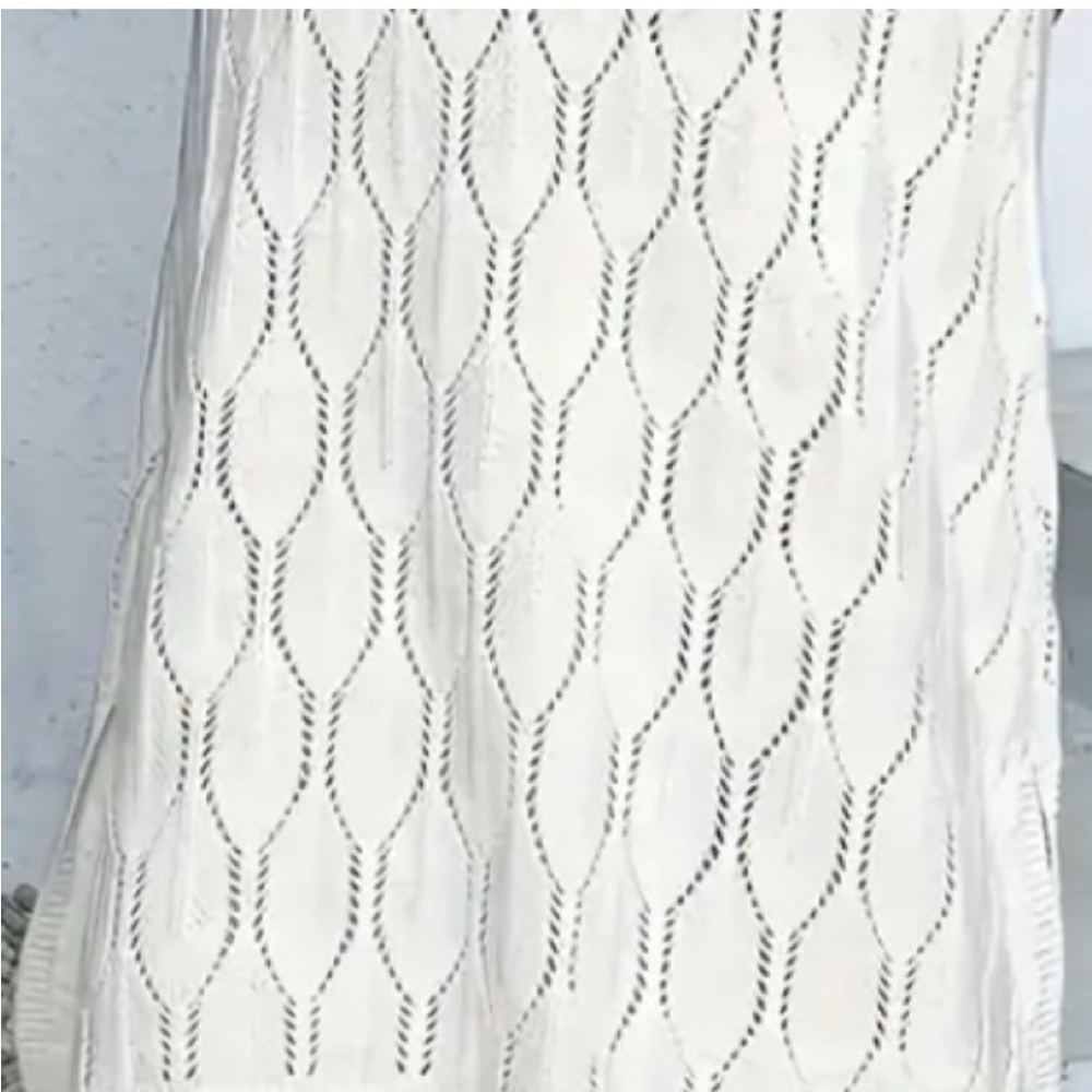 WHITE EYELET LONG SLEVELESS DRESS SIZE LARGE NEW - Picture 4 of 6